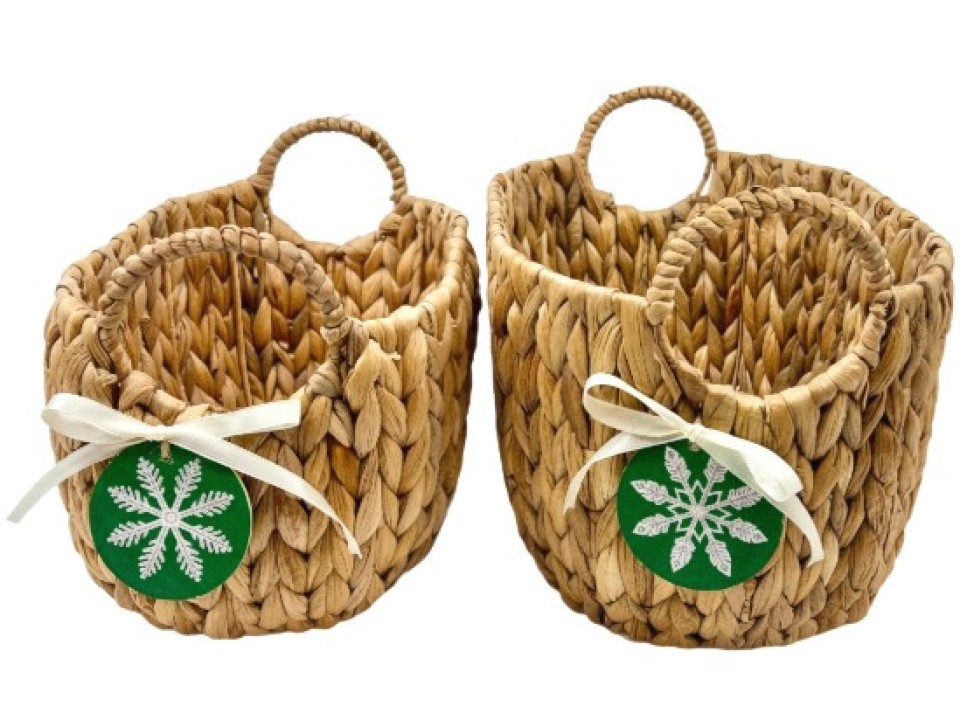 Ultimate Oval Water Hyacinth Havana-Weaving Baskets with Handles